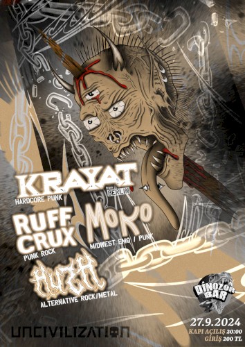 Moko, HUSH, SPRAY, Ruff Crux & Krayat @ Dinozor Bar